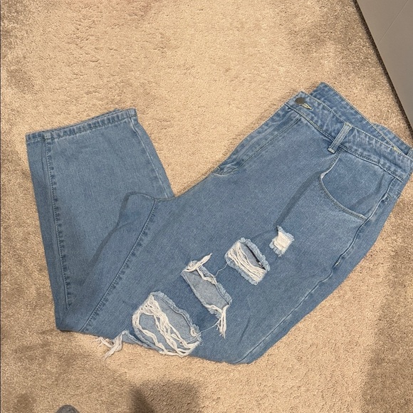 SHEIN Light Blue Ripped Boyfriend Jeans - Picture 5 of 6